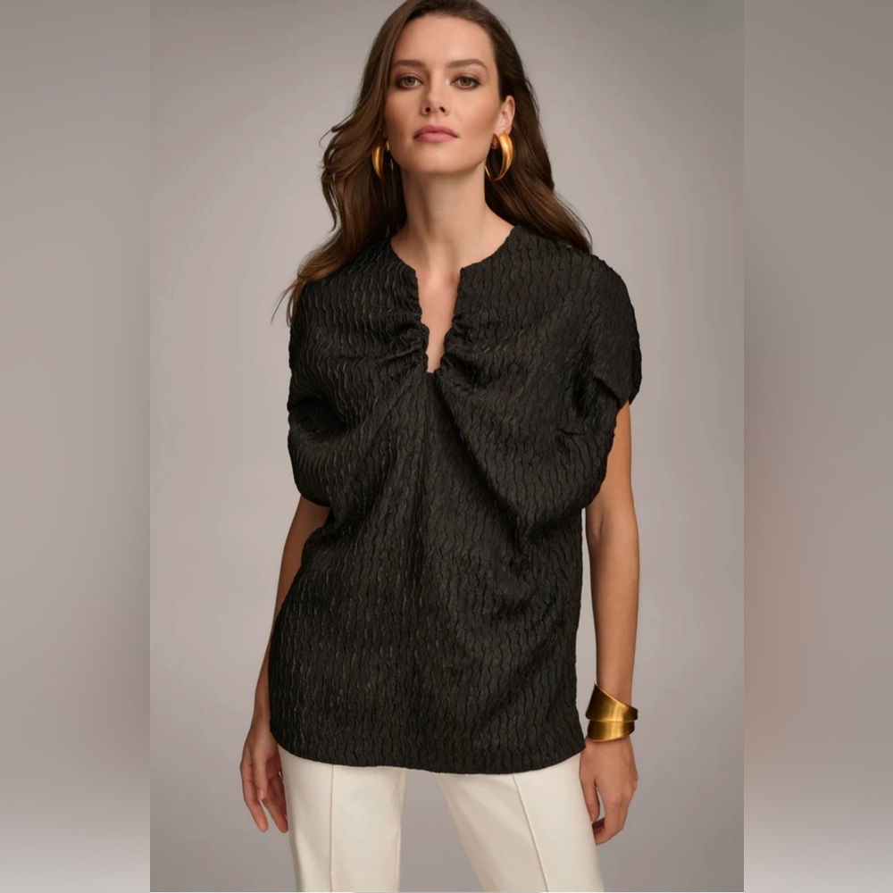 DONNA KARAN OVERSIZED BLOUSE Textured Women's Top
